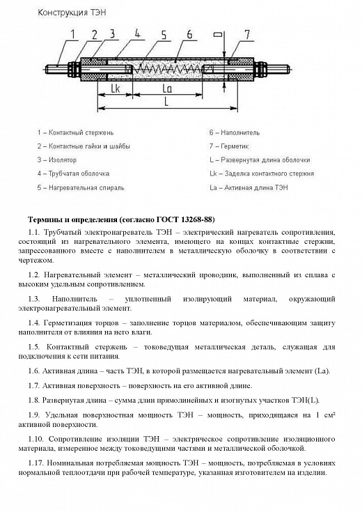 Схема для Элек. ТЭН 60А13/0,25 S Ф1 220В возд.